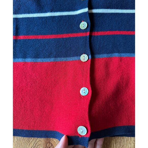 Liz Claiborne Vtg Red Striped Cardigan Sweater Size Small - Picture 3 of 6